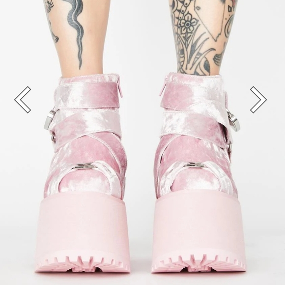 SOLD - New YRU Pink Cherish Velvet Platforms Size US 7 - Picture 5 of 8